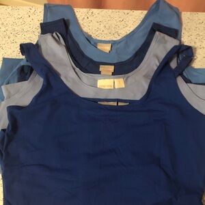 Lot of 4 Chico’s stretch tank tops in size 2 large in hues of blue